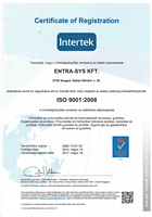 Entra-Sys Kft. ISO 9001:2000 Minőség Irányítási Rendszer Tanúsítvány - magyar